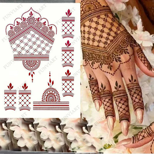 Waterproof Henna Tattoo Brown Henna Stickers for Hand Fake Tattoo for Women Body Art Temporary Hena Design Mehndi Stickers