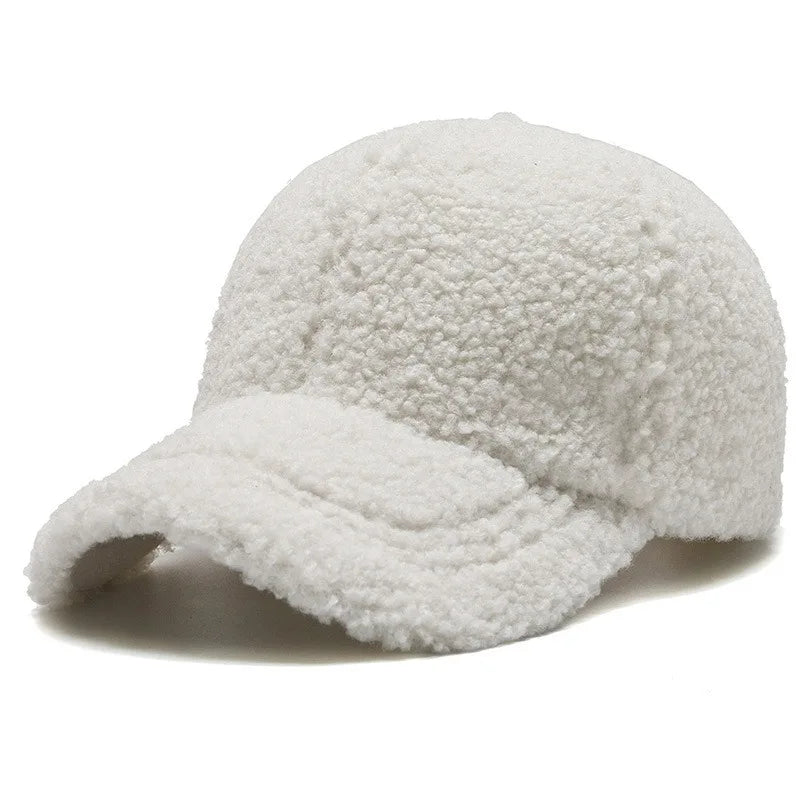 Big Head Solid Artificial Lamb Wool Baseball Cap Women Men Autumn Winter Hats Keep Warm Cap Plush Baseball Caps Outdoor  Dad Hat