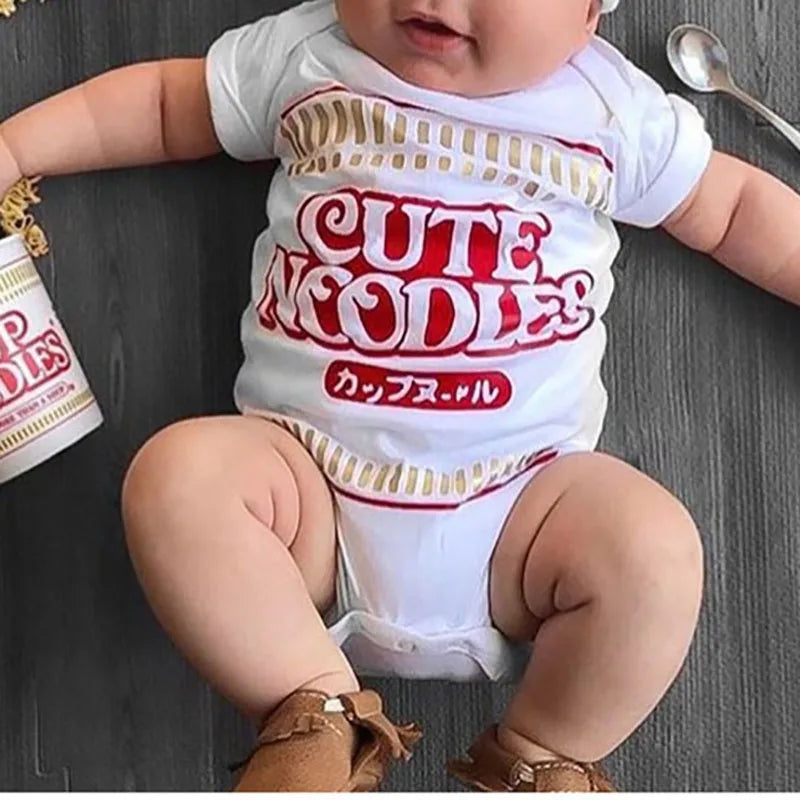 Baby Bodysuits Infant Short Sleeve CUTE NOODLES O-Neck Bodysuit Newborn Babe One Piece Toddler Clothes