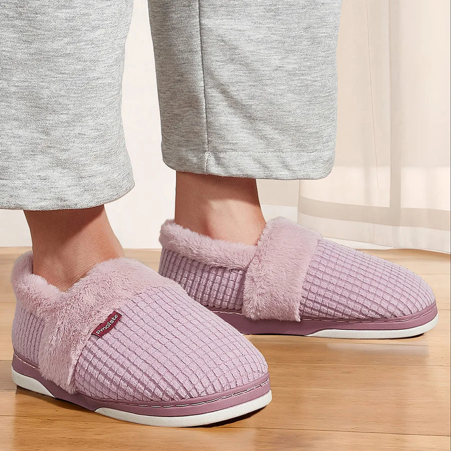 Winter Home Slippers for Women Bedroom Anti-slip House Cotton Shoes Warm Plush Couples Indoor Slippers