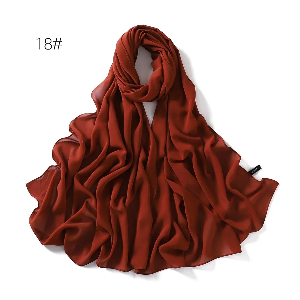 70*180cm Muslim Chiffon Hijab Shawls Scarf Women Solid Color Head Wraps Women Hijabs Scarves Ladies Foulard Femme Muslim Veil