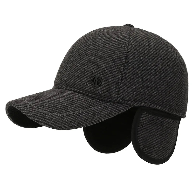 Auturnn Thick Warm Men Winter Baseball Cap With Ear Flaps, Ideal choice for Gifts