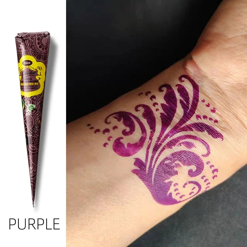 1Pc Multi Colors GOLECHA Cones Indian Henna Tattoo Paste For Temporary Tattoos Hand Painted Body Art Sticker Mehndi Pigment