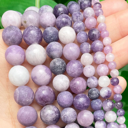 Natural Purple Mica Stone Beads 4-10mm Violet Color Round Loose Spacer Beads for Jewelry Making Beadwork DIY Bracelet 15''