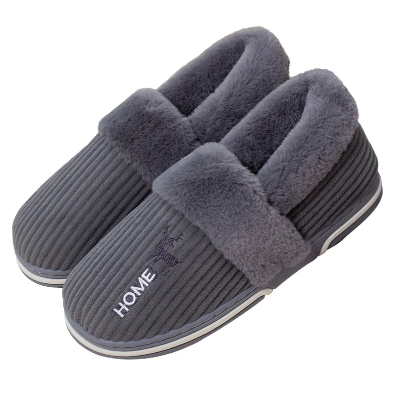 Comwarm New Women Slippers Winter Warm Plush Fur Antiskid Cloud Slippers Outdoor Breathable Thick Flat Sole Soft Home Slippers