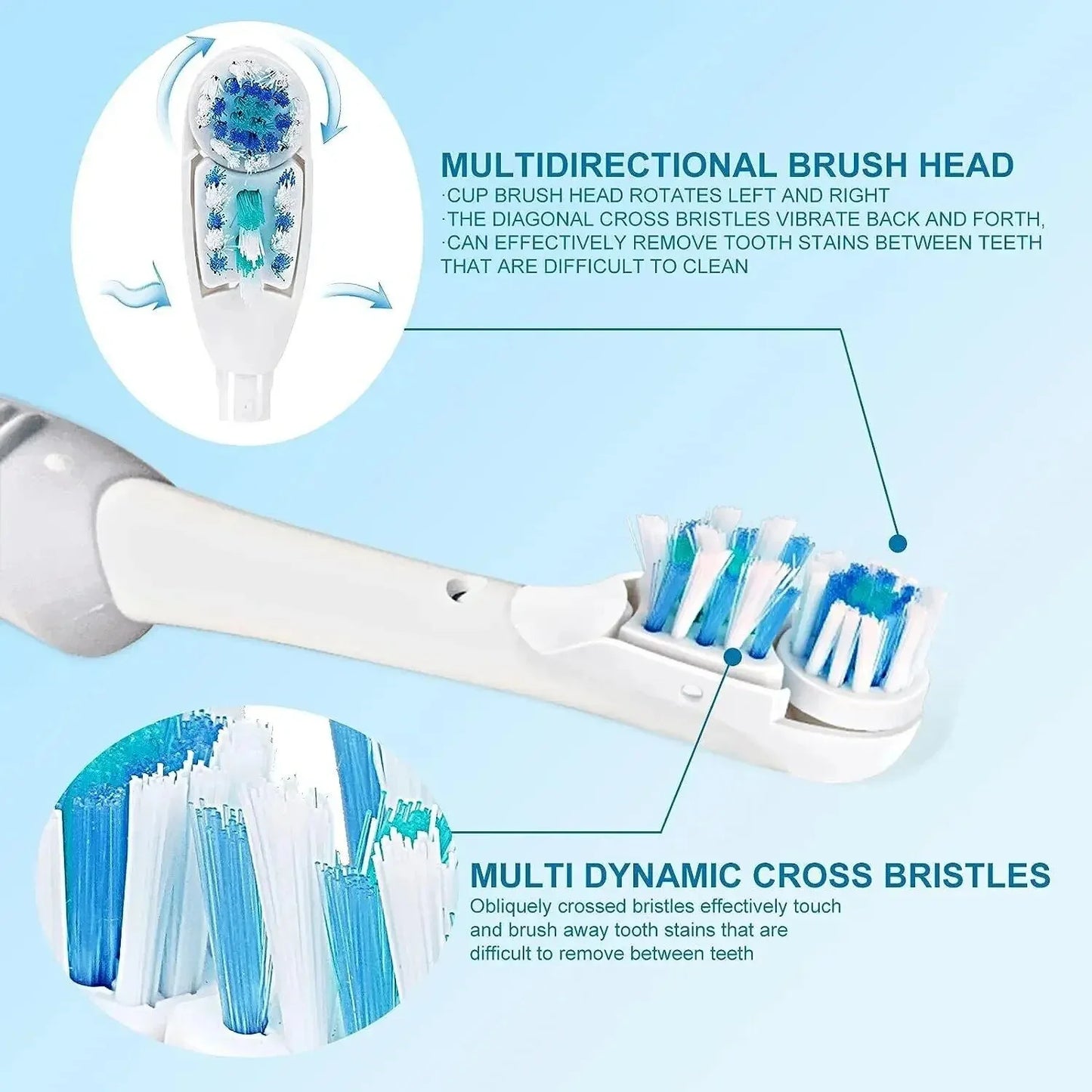 Electric Toothbrush Dual Clean Replacements Attachments Brush Heads Sensitive Refill Accessories fit for Oral-B 4732 3733 4734