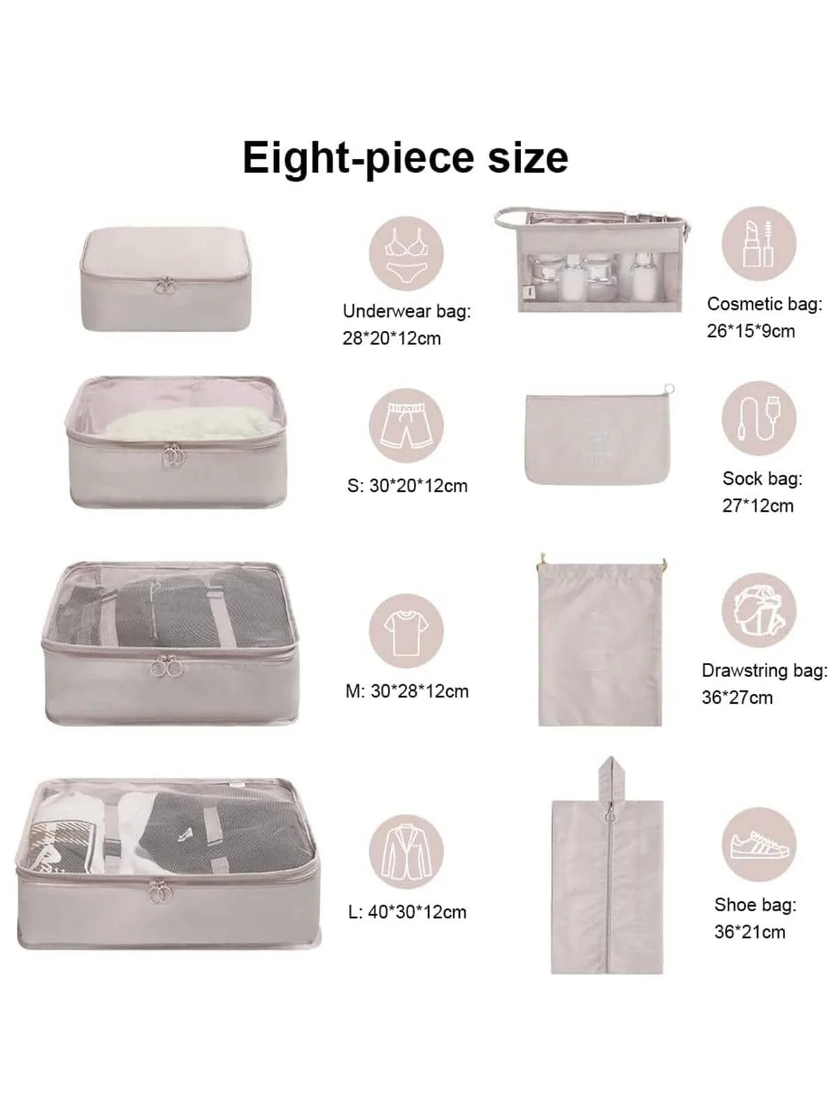 8 pcs Travel Storage Bags Portable Travel Suitcases Organizer Travel Bag For Luggage Organizer Clothes Shoes Bag cosmetic bag