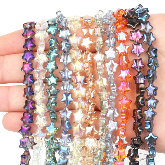 8x8mm Flat Star AB Multicolor Clear Natural Stone Crystals Glass Beads for Jewelry DIY Charms Bracelet Making Accessories 15''