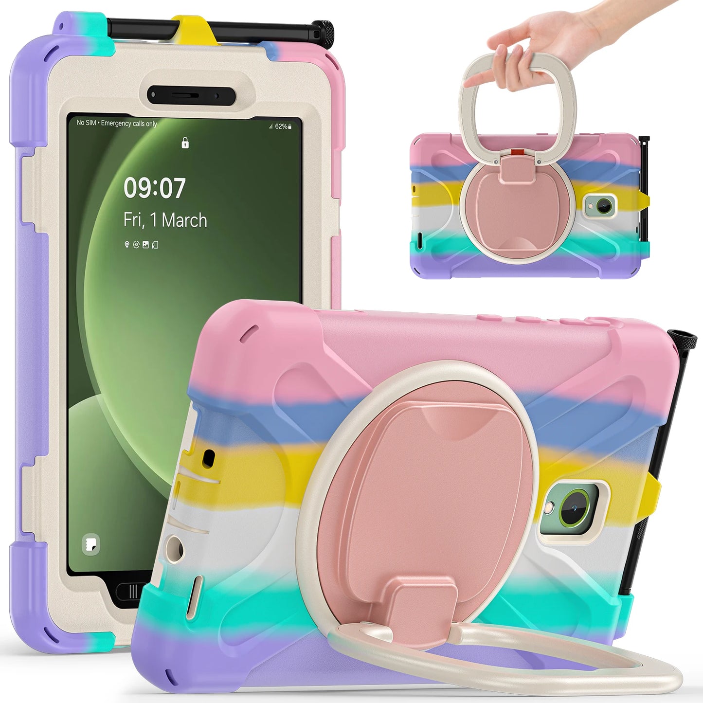 Heavy Duty Case For Samsung Galaxy Tab Active 5 3 8.0 inch SM-X300 X306B T570 T575 Hybrid Cover With 360 Rotatable Handle Grip