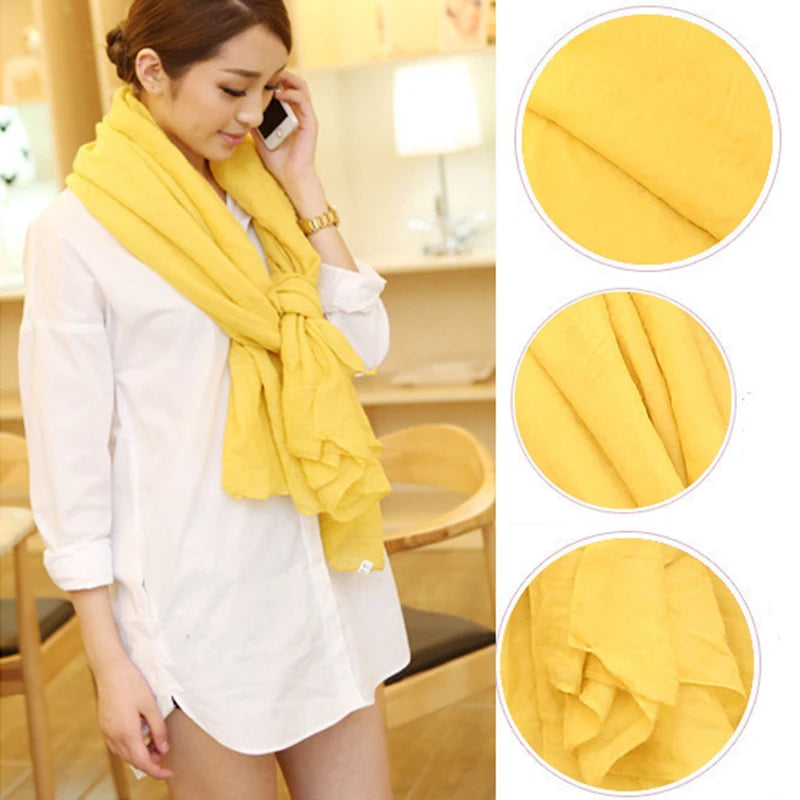 180x45cm Cotton Linen Solid Color Shawls And Wraps Travel Vacation Ladies Elegant Long Shawl Hijab Head Scarfs Thin Women Scarf