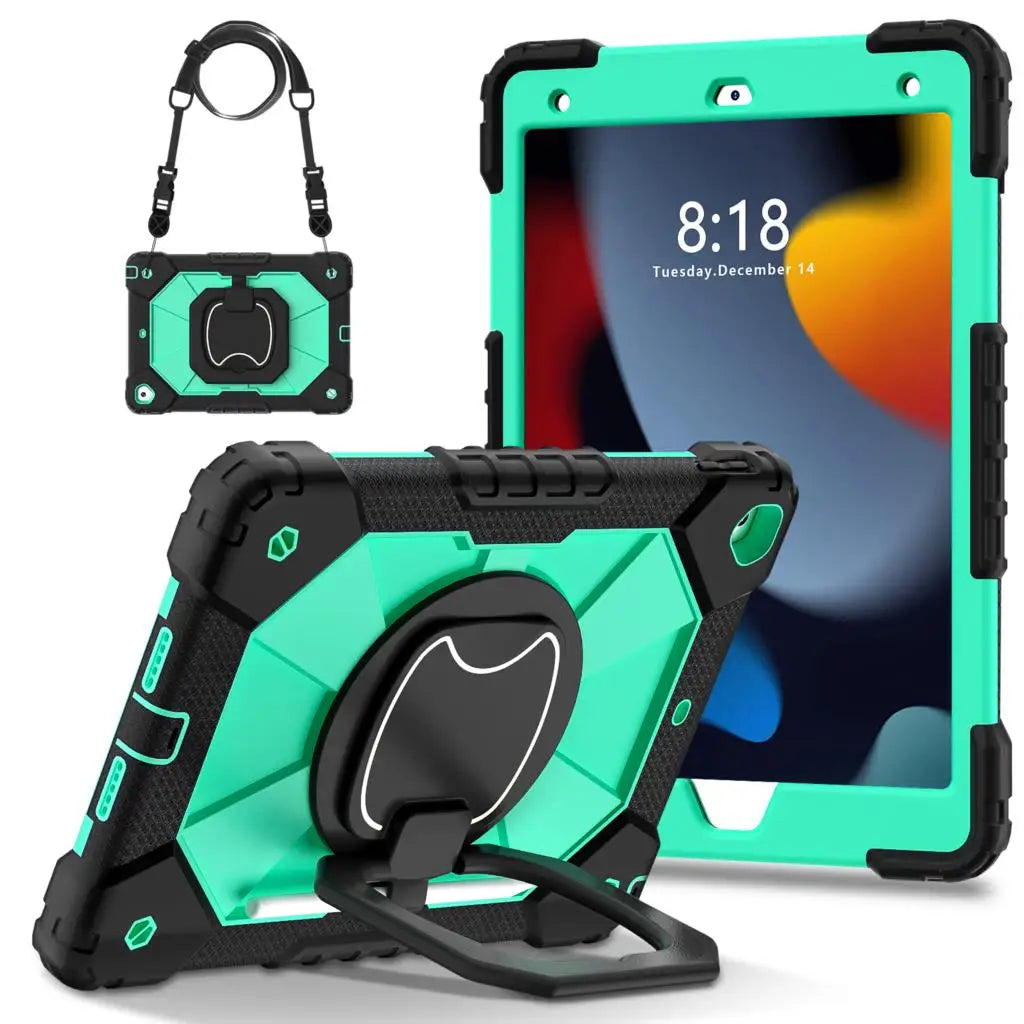 Case For iPad 10.9 2022 10.2 7th 8th 9th New iPad 9.7 2017 2018 Air 2 Pro9.7 360 Rotating Stand Cover Hand Grip Strap Shockproof