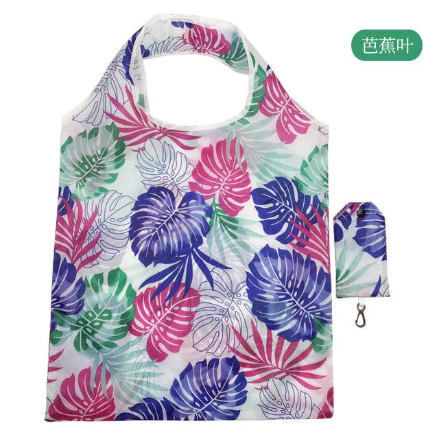 Foldable Shopping Bag Reusable Travel Grocery Bag Eco-Friendly Beach Toy Storage Bags Lemon Printing Tote Pouch Bag Package