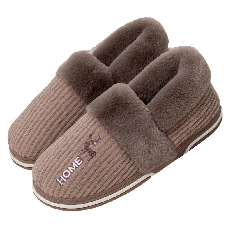 Comwarm New Women Slippers Winter Warm Plush Fur Antiskid Cloud Slippers Outdoor Breathable Thick Flat Sole Soft Home Slippers