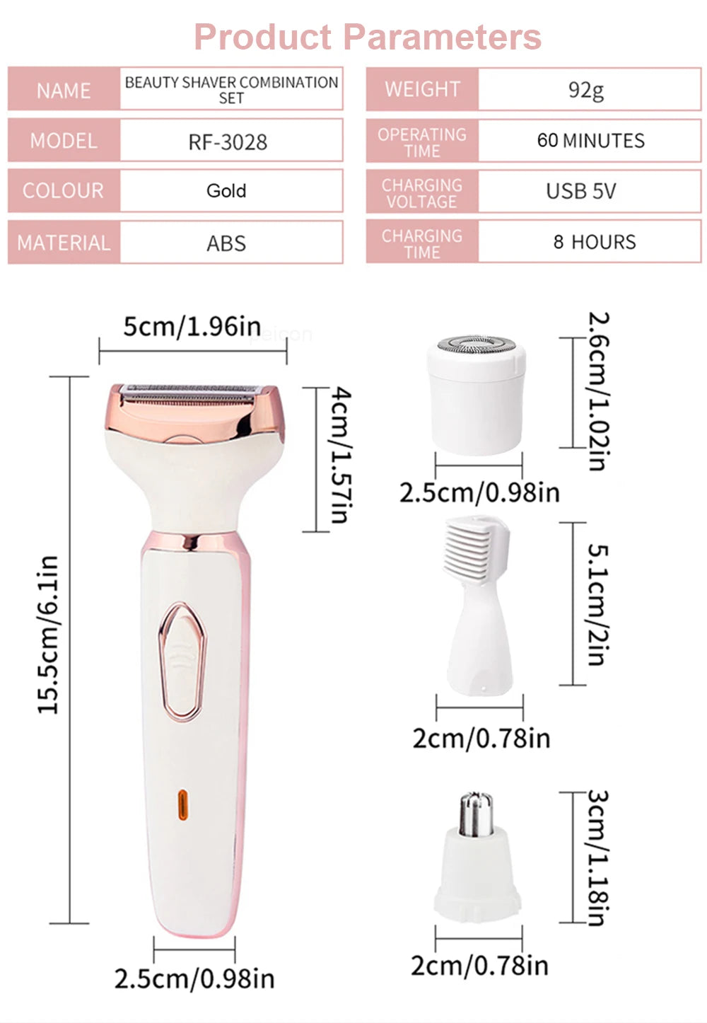 Electric Razor for Women Body Leg Bikini Hair Trimmer Painless Face Mustache Shaver Underarm Hair Removal Portable Epilator Tool