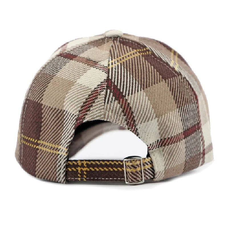 Classic Houndstooth Baseball Cap for Men & Women - Breathable Sun Hat for Spring/Autumn - Vintage Plaid Couple Cap