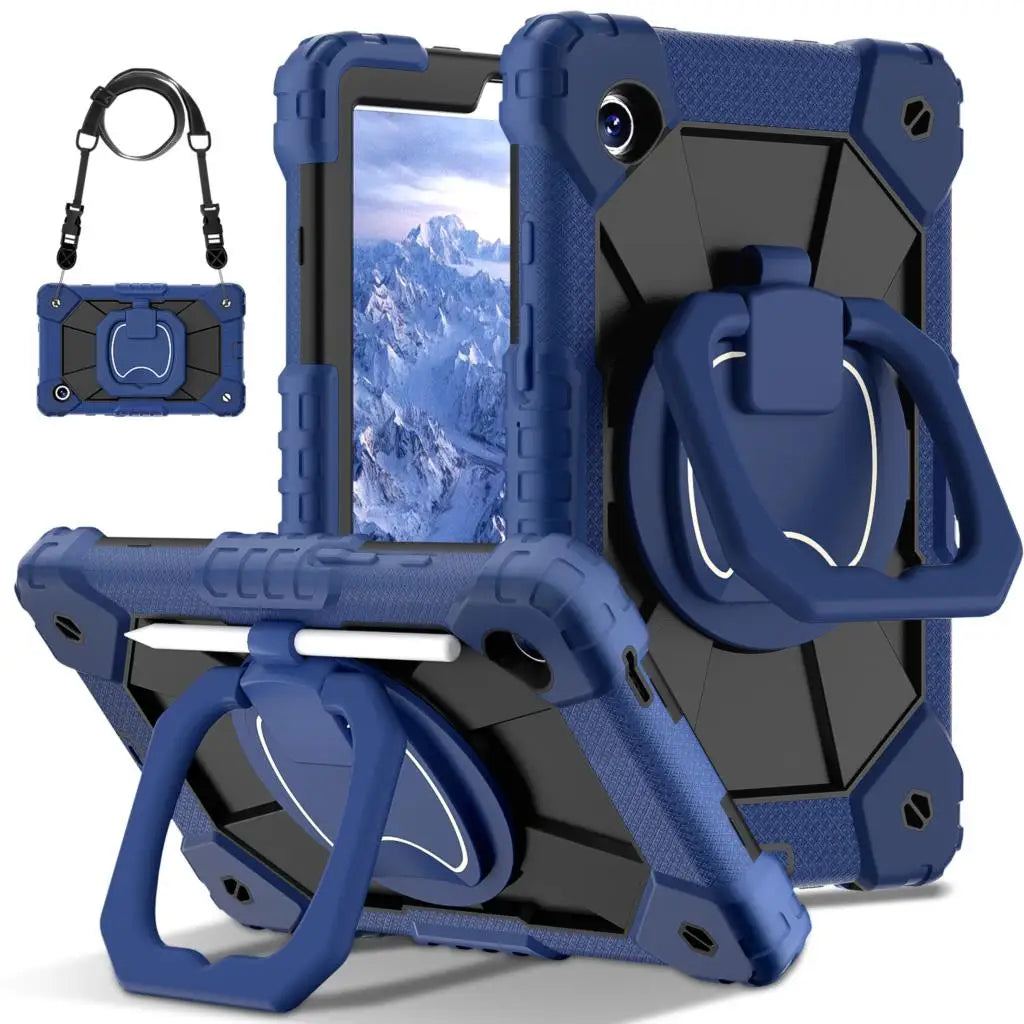 Case For Samsung Galaxy Tab A9 SM-X110 X115 X117 A7 Lite 8.7 SM-T220 T225 360 Rotationg Stand Cover sHOCKPROOF Handle Grip Strap