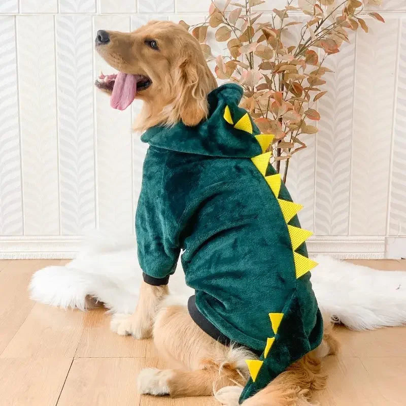 Large Dog Clothes Funny Dinosaur Pet Clothing Autumn Winter Warm Dog Hoody Coat for Medium Big Dogs Labrador Golden Retriever