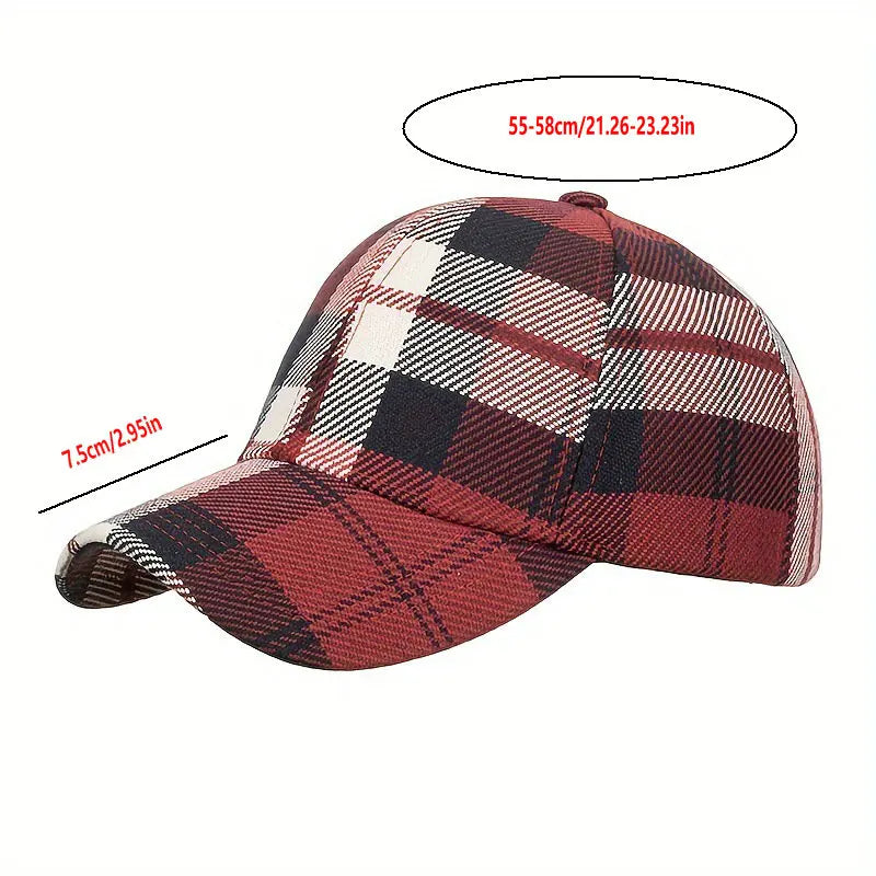 Plaid Pattern Baseball Cap, Sunscreen Snapback Outdoor Breathable Trucker Hat, Casual Dad Hat