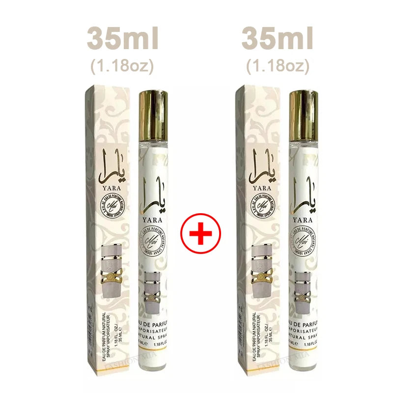 2PCS 35ml Yara Perfume Long Lasting Gourmand Fragrance Eau de Parfum Spray Arabian Perfumes For Men's & Women Portable Perfume