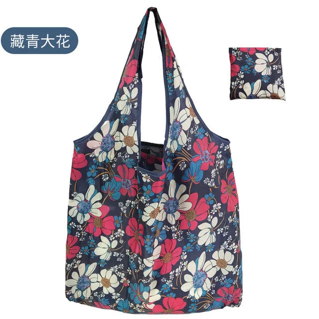 Foldable Shopping Bag Reusable Travel Grocery Bag Eco-Friendly Beach Toy Storage Bags Lemon Printing Tote Pouch Bag Package