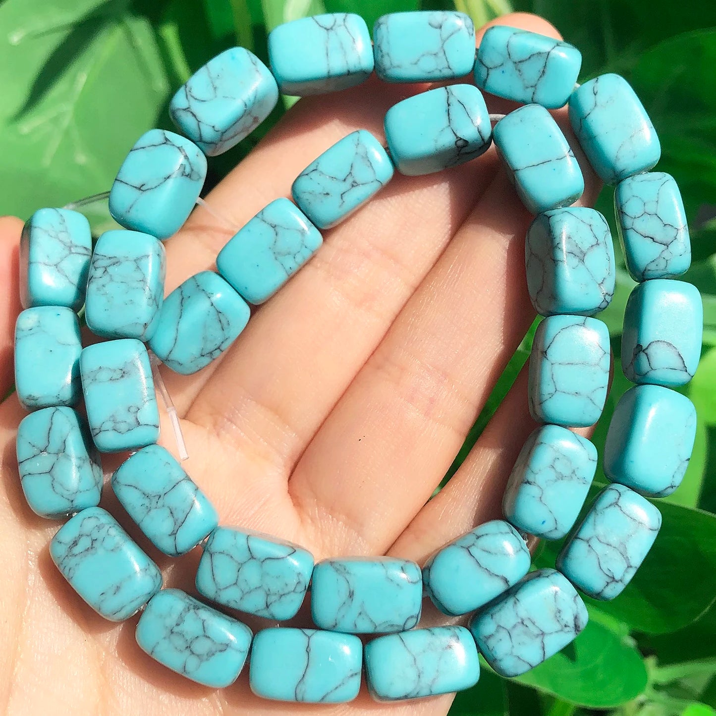 8x12mm Natural Blue Turquoises Rhodonite Amazonite Stone Beads Irregular Rectangle Bracelet Loose Beads for Jewelry DIY Making