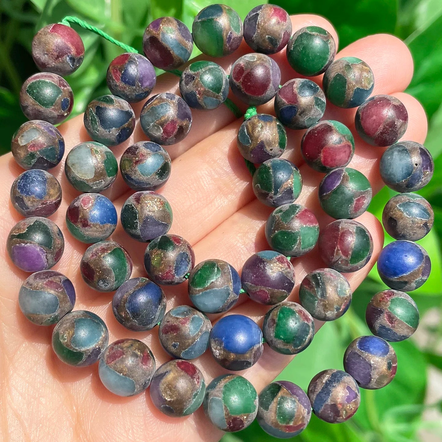 Natural Cloisonne Stone Beads Multicolor Loose Round Spacer Beads for Jewelry Making Needlework Diy Charm Bracelet 15'' 4-12mm