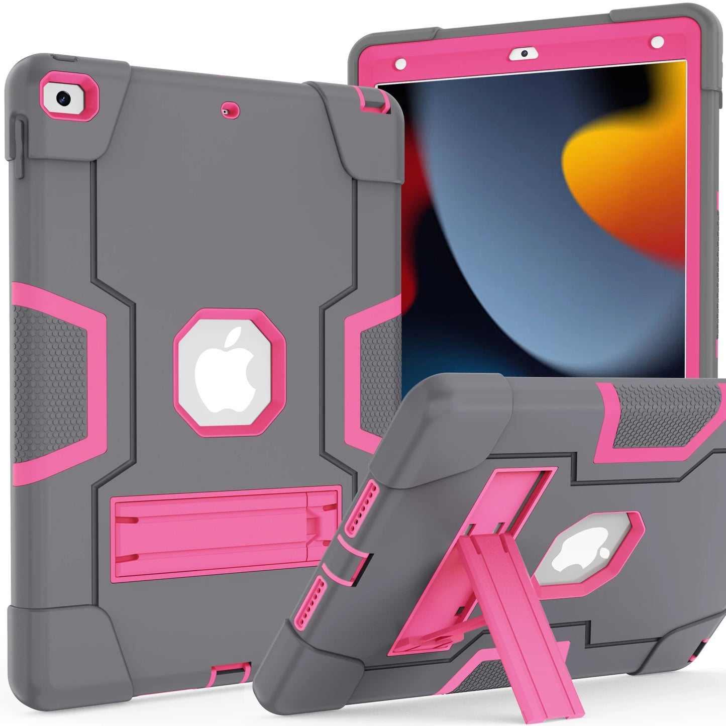 Rugged Case For iPad 10.2 2019 2020 2021 (7th 8th 9th Generation) 3-Layer Protection Cover Shockproof Built-in Kickstand Funda