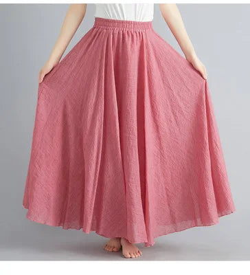 Fashion Cotton Linen Clothes Women Skirts Maxi Y2k Elegant Streetwear Saia Ropa Mujer Casual Vestido Long Skirt Faldas Harajuku