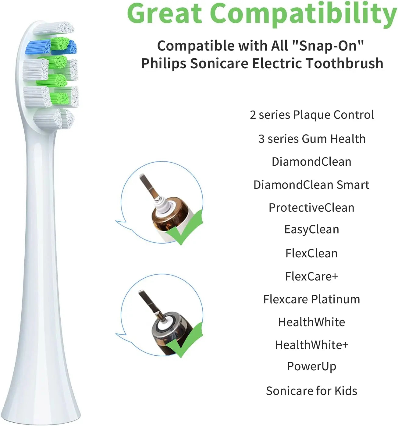 12PCS Electric Toothbrush Heads for philips Sonicare HX6063/65, Plaque Control, Gum Health, FlexCare, HealthyWhite, Essence+