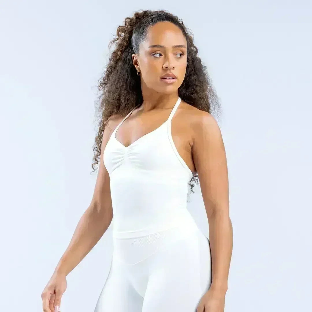 Four Seasons New Gym Fashion Yoga Gym Clothing Hip Pants Neck Bra Comfortable Dopamine Pilates Set