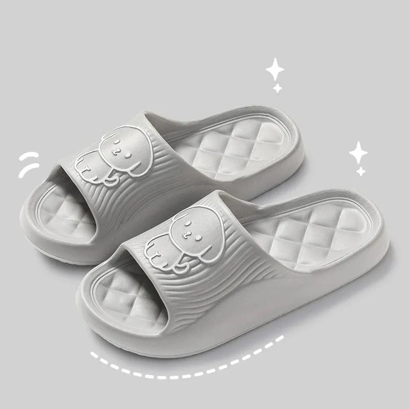 Cute Couple Pillow Slippers Female Summer Wear 2024 New Bathroom Bath Non-slip Indoor Home Eva Thick Bottom Sandals