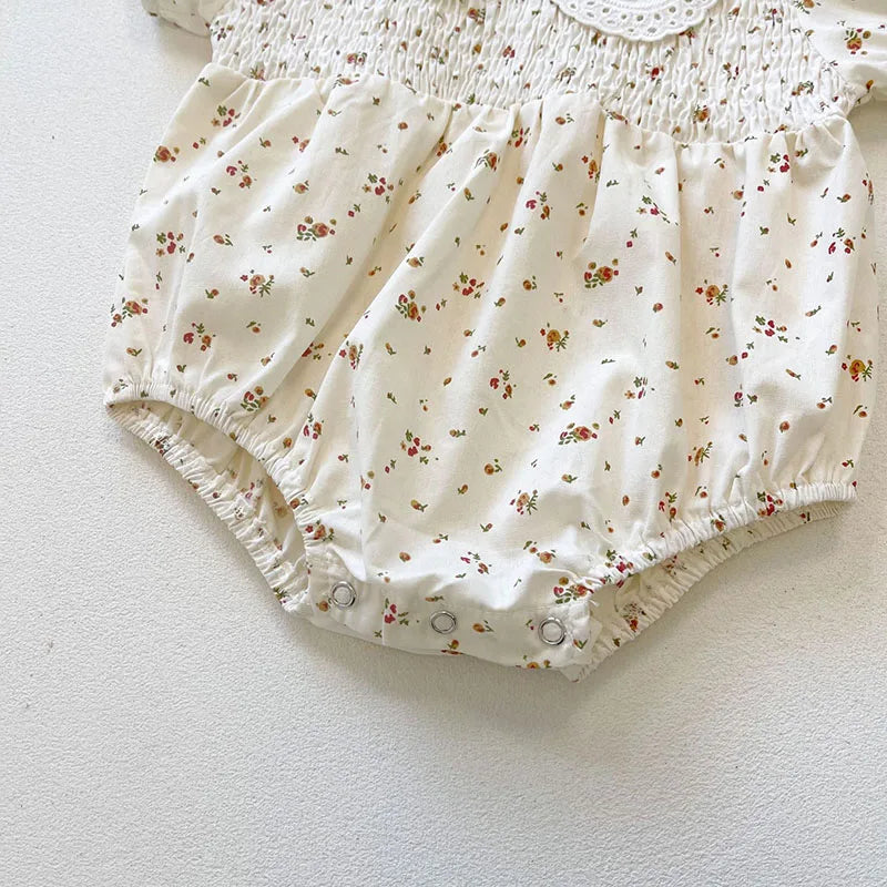 Summer Baby Bodysuits Infant Girls Floral Peter pan Collar Bodysuit Toddler Outfit Babe Clothes