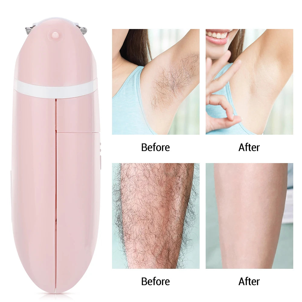 Electric Mini Razor Hair Remover for Ladies Painless Bikini Trimmer Safe Shaver for Leg Arm Armpit Intimate Area Female Epilator