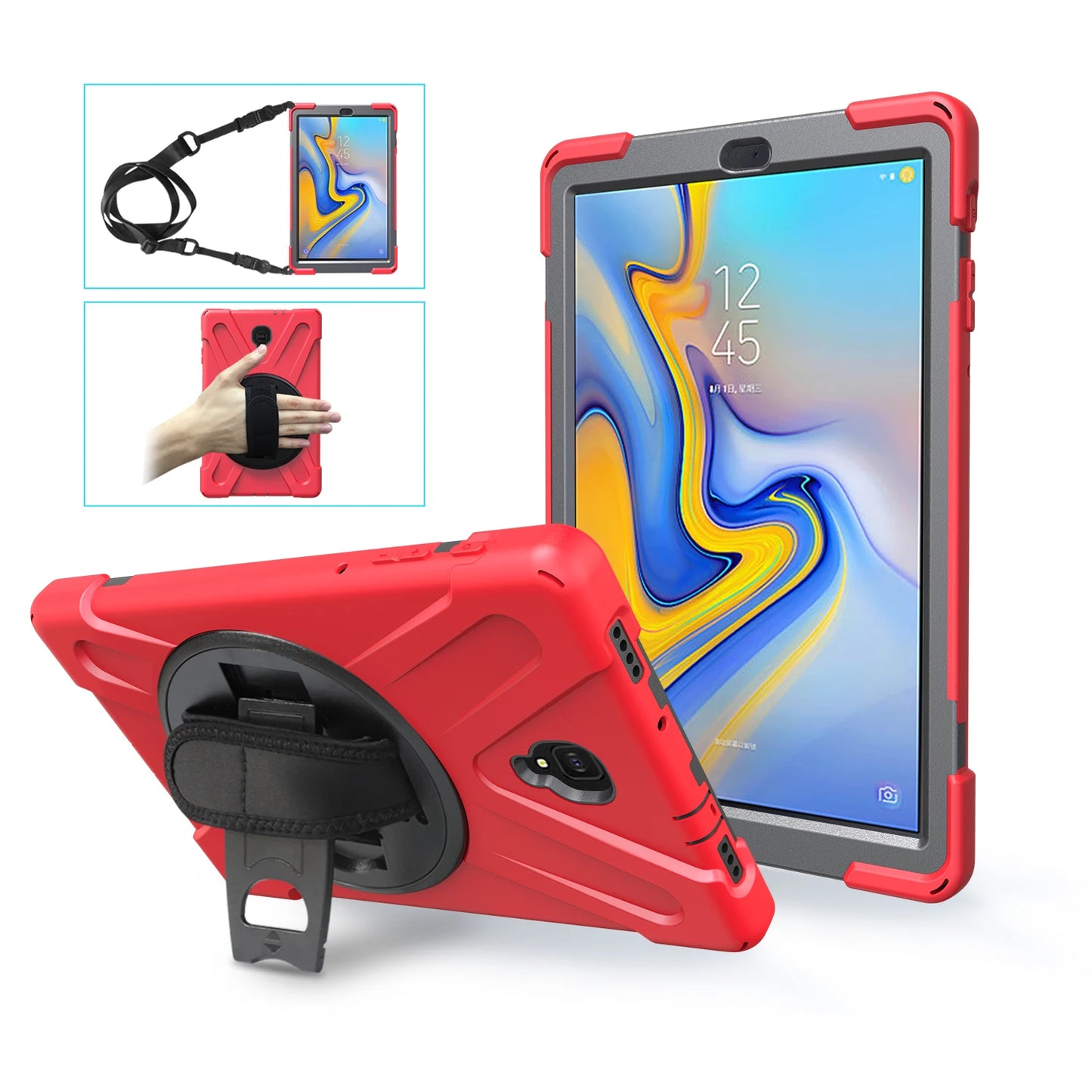 Rotating Hybrid Case For Samsung Galaxy Tab S5E SM-T720 T725 A 10.5 T590 T595 10.1 T510 T515 Rugged Cover Hand Shoulder Strap