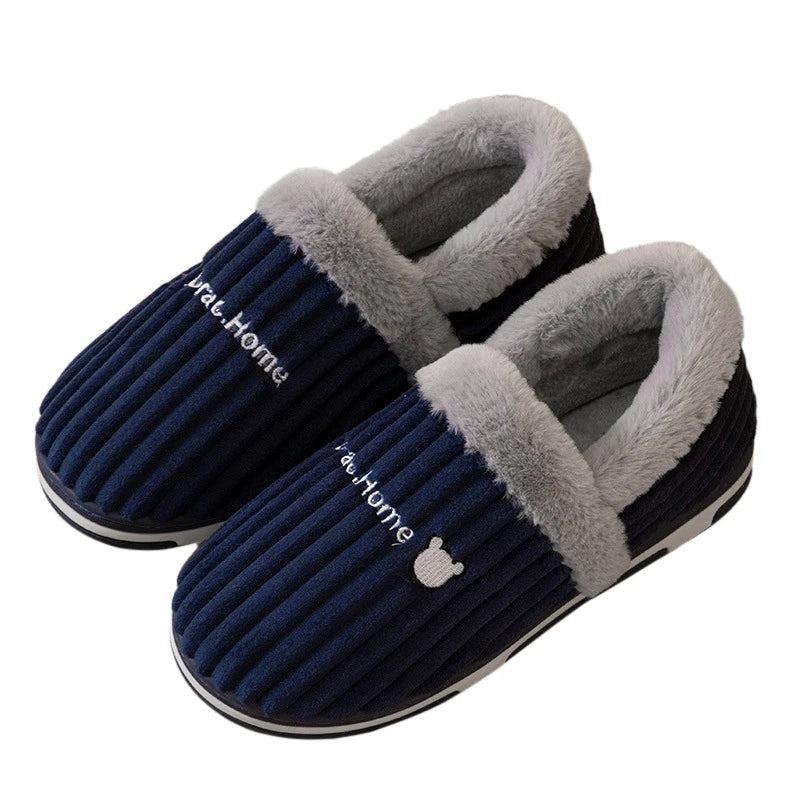 Comwarm New Women Slippers Winter Warm Plush Fur Antiskid Cloud Slippers Outdoor Breathable Thick Flat Sole Soft Home Slippers