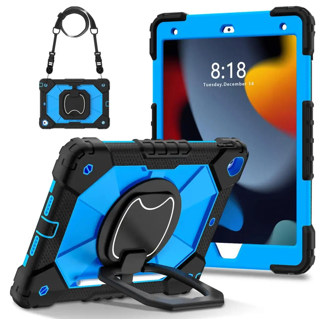 Case For iPad 10.9 2022 10.2 7th 8th 9th New iPad 9.7 2017 2018 Air 2 Pro9.7 360 Rotating Stand Cover Hand Grip Strap Shockproof