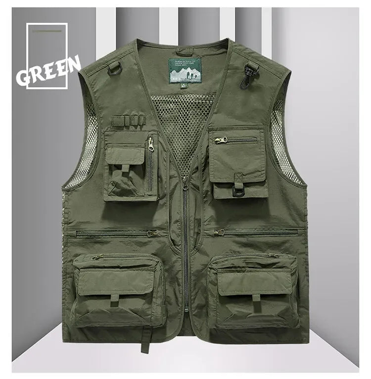 14 Pockets Summer New Men US Tactical Hiking Fishing Vest Mens Photographer Waistcoat Mesh Cargo Sleeveless Jacket Tool Vest