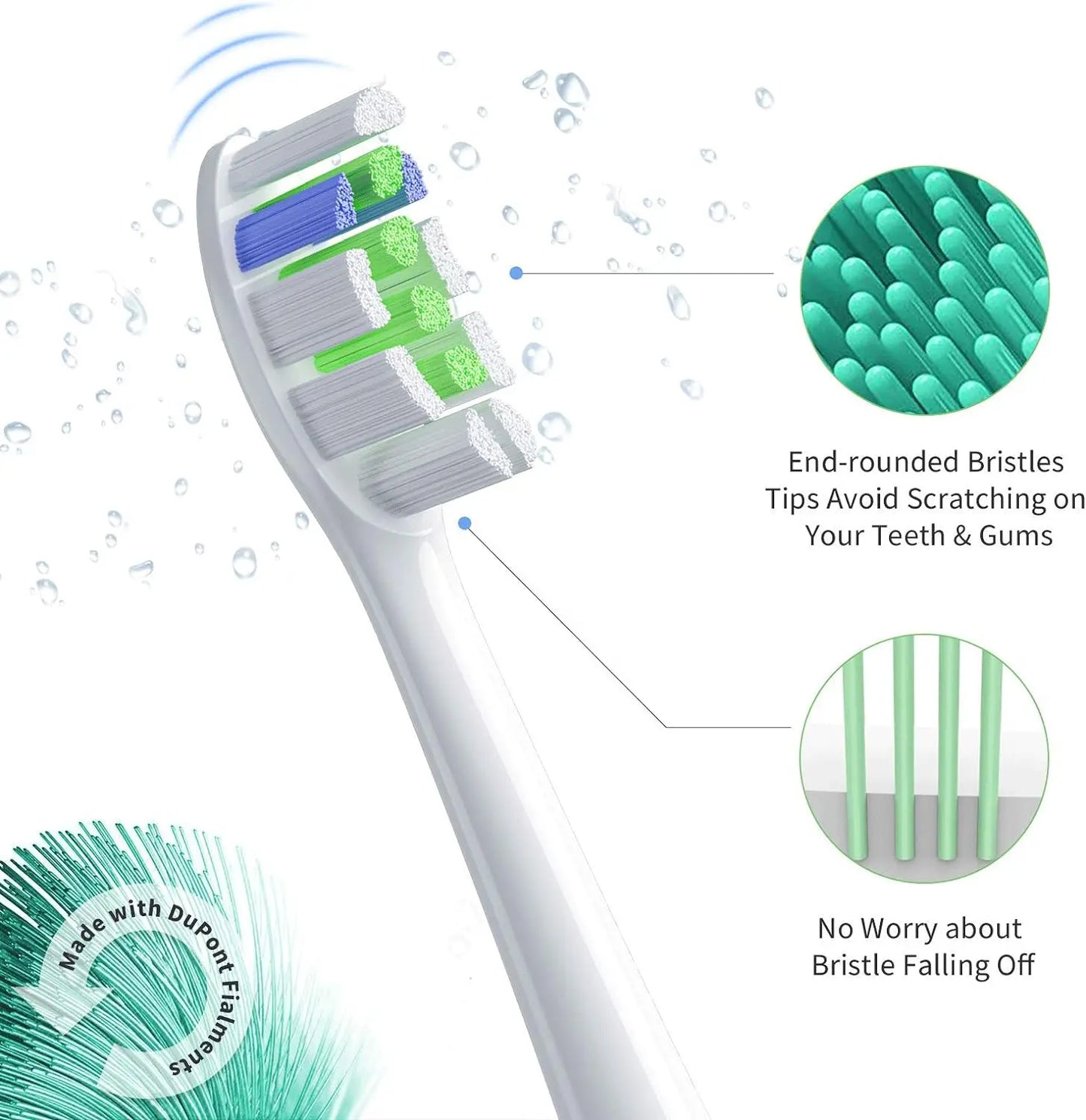 12PCS Electric Toothbrush Heads for philips Sonicare HX6063/65, Plaque Control, Gum Health, FlexCare, HealthyWhite, Essence+