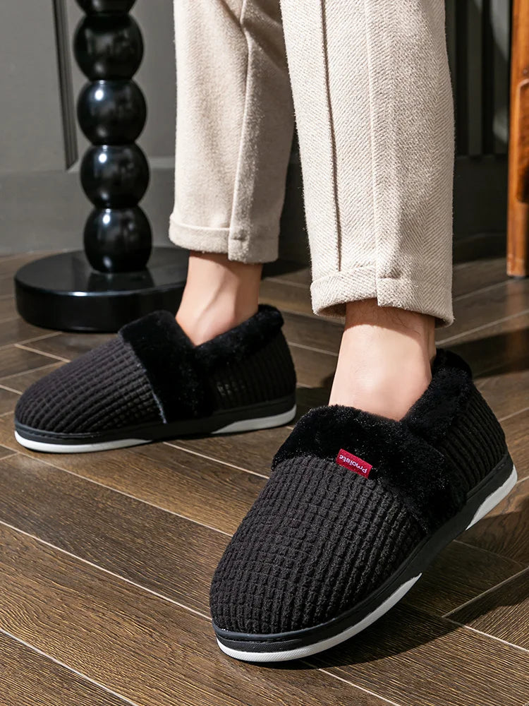 Winter Home Slippers for Women Bedroom Anti-slip House Cotton Shoes Warm Plush Couples Indoor Slippers