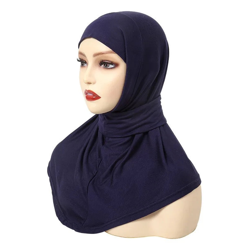 Classical Islam Women Ready To Wear Snap Fastener Hijabs For Woman Full Cover Head Wraps Scarf Turban Caps Turbante Mujer