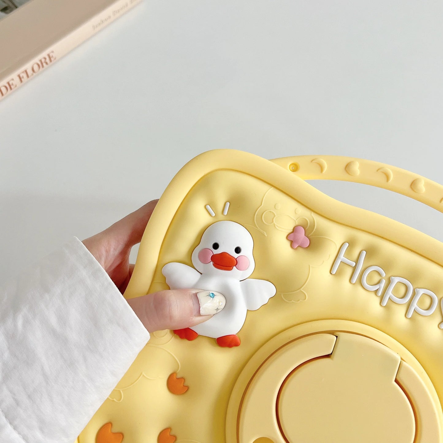 Soft Silicone Kids Funda Case For Huawei MatePad Air 11.5 S 11 SE 11 10.4 360 Rotatable Stand Cover Cute Duck With Handle Grip