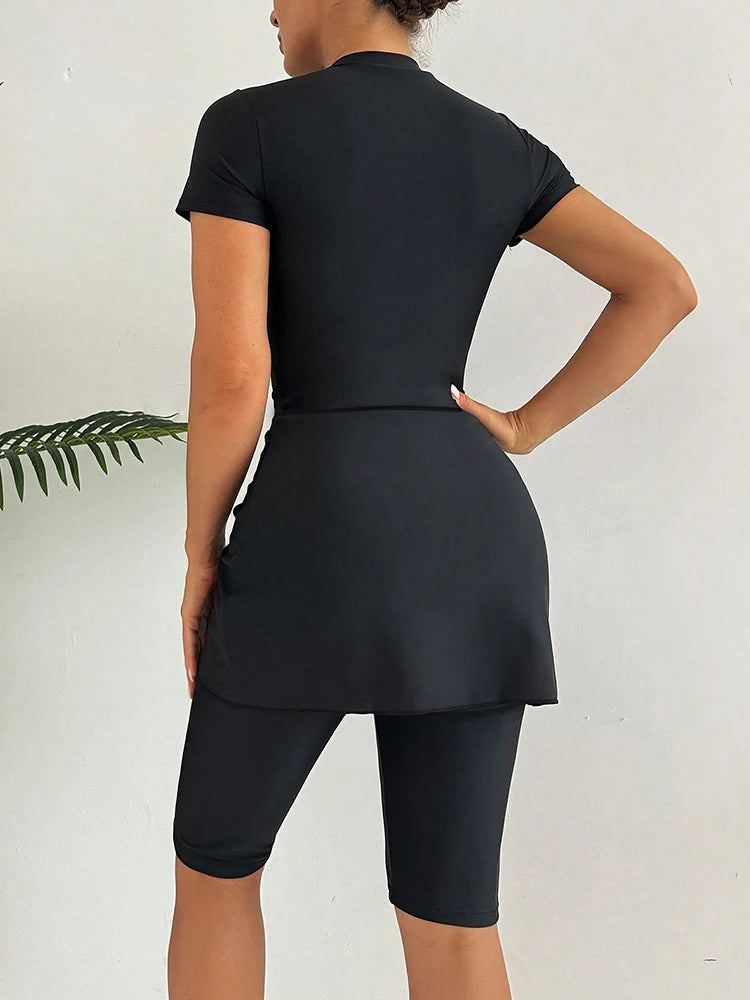3PCS/Set Summer Beach Modest Burkinis Femmes Muslim Swimwears Islamic Women Bathing Swimming Suit Short Sleeve