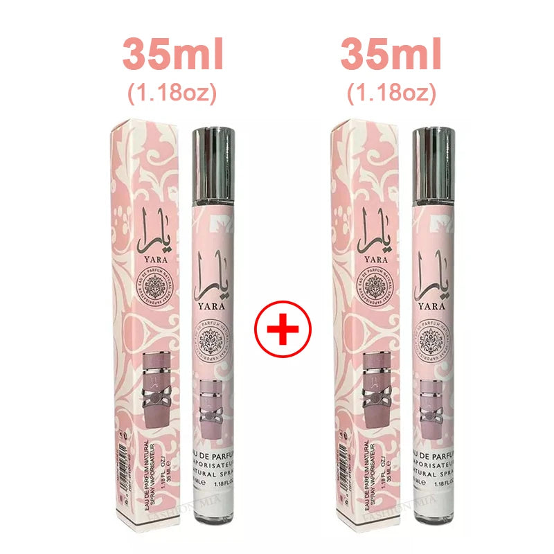 2PCS 35ml Yara Perfume Long Lasting Gourmand Fragrance Eau de Parfum Spray Arabian Perfumes For Men's & Women Portable Perfume