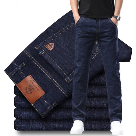 2024 Fashion Men Stretch Loose Straight Jeans Casual Elastic Slim Fit Denim Pants Male Brand Business Trousers Large size 38 40