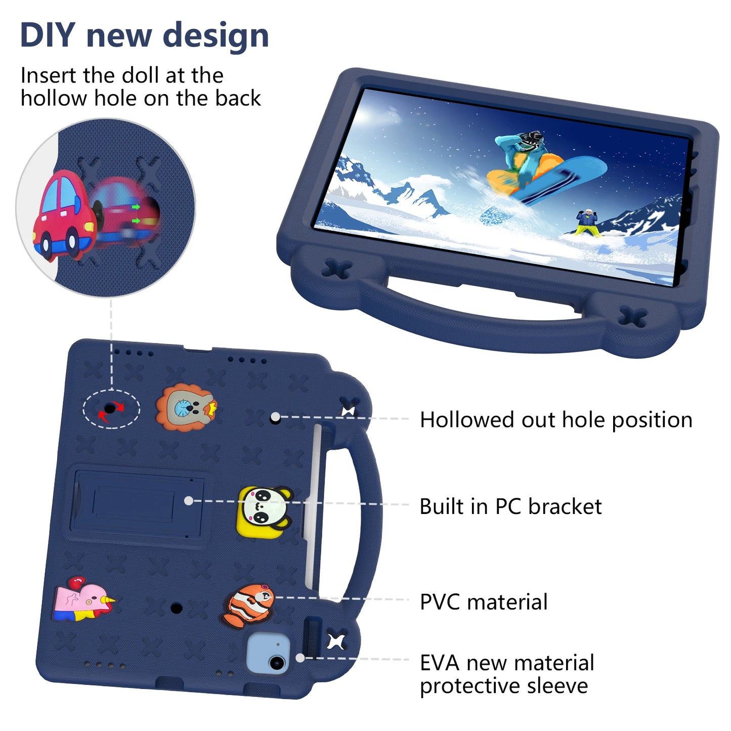 EVA Bear Stand Case For iPad 10th Air 4 5 10.9 Pro 11 10.5 9.7 2017 2018 Air 3 2 1 10.2 7-8-9th Kids Cover For Mini 1 2 3 4 5 6