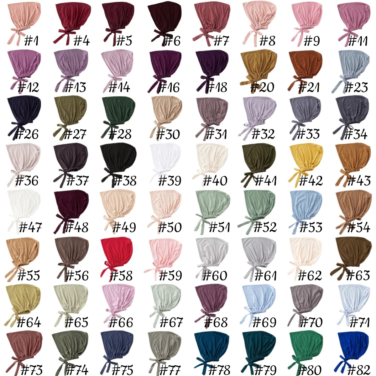 82 colors Tie Back Undercaps Fashion Women Inner Hijab Muslim Cap Bonnet Plain Islamic Cotton Spandex Jersey DEW Underscarf