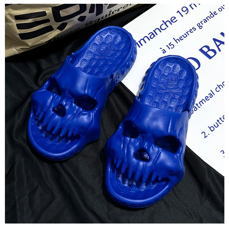 Halloween Personalized Skull Home Slippers Men Women Indoor Fun Slides Thick Bottom of Beach Non-slip Leisure Women Sandals