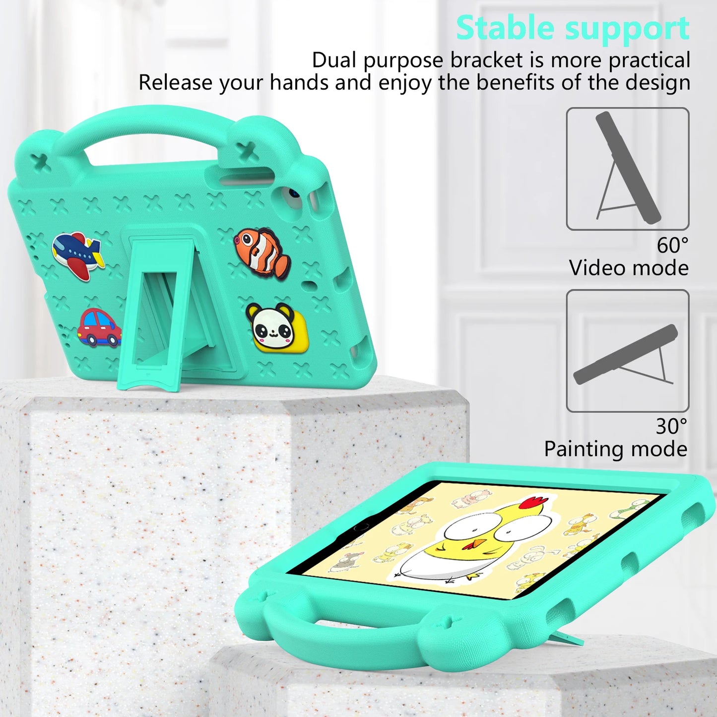 EVA Bear Stand Case For iPad 10th Air 4 5 10.9 Pro 11 10.5 9.7 2017 2018 Air 3 2 1 10.2 7-8-9th Kids Cover For Mini 1 2 3 4 5 6