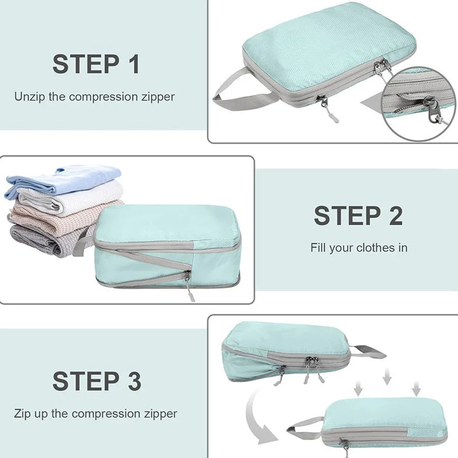 4 pcs Travel storage bag set  pvc storage bag luggage storage bag wear-resistant compression storage bag