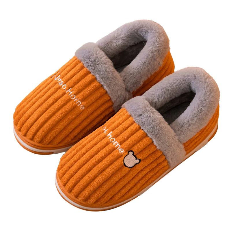 Comwarm New Women Slippers Winter Warm Plush Fur Antiskid Cloud Slippers Outdoor Breathable Thick Flat Sole Soft Home Slippers